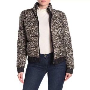 Cheetah Reversible Short Zip Up Puffer Jacket